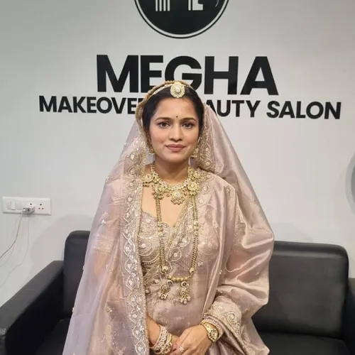 Bridal makeover client photo at Megha Makeover & Beauty Salon, Jagatpur, Ahmedabad